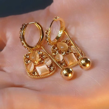 Light Luxury Temperament Opal Square Ear Clip Elegant High-end Sense